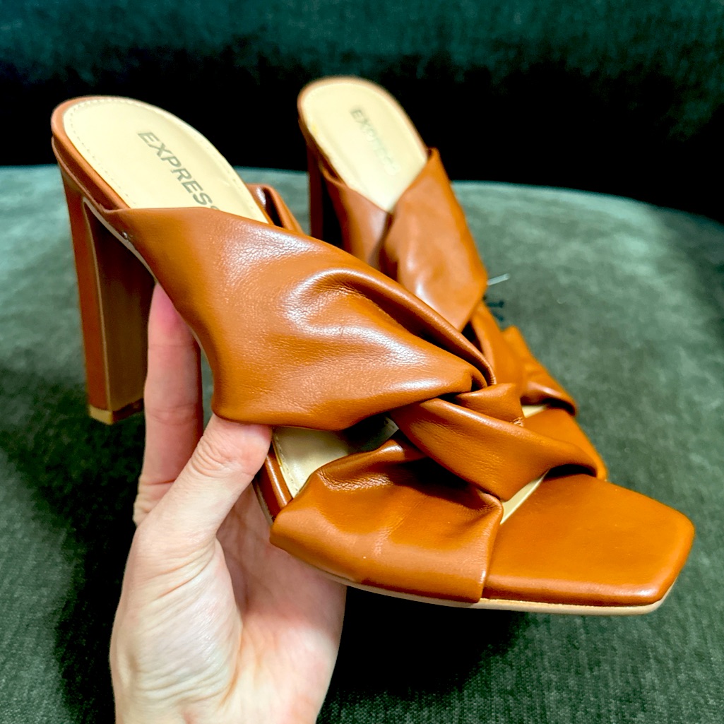 Express Tan Leather Heels